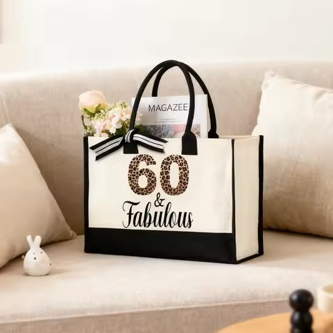 70 & Fabulous Canvas Tote Bag 30th 40th 50th 60th 70th 80th Birthday Tote Bag Cheers To 60 Years Gif
