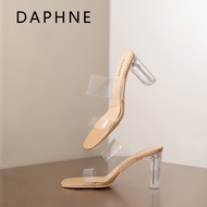 kitten heels bow bow heels Daphne 2026 sandal kusyen kulit musim panas, tumit tinggi lutsinar, sanda