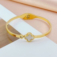 Geometric White Shell Inlaid Single Diamond Titanium Steel Bracelet Female Simple High-End All-Match