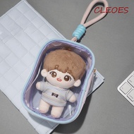 CLEOES 10cm Transparent Doll Bag, Portable Display Doll Storage Bag, Dolls Protector Pouch Clear Zip