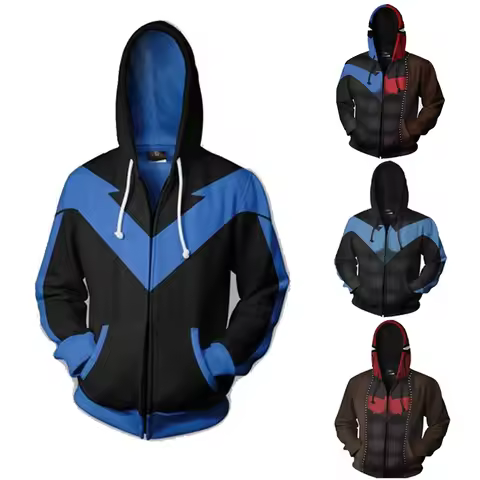 Superhero Dick Grayson Robin Cosplay Costume Nightwing Hoodie Sweatshirt Jacket Hoodie Cosplay Tops 