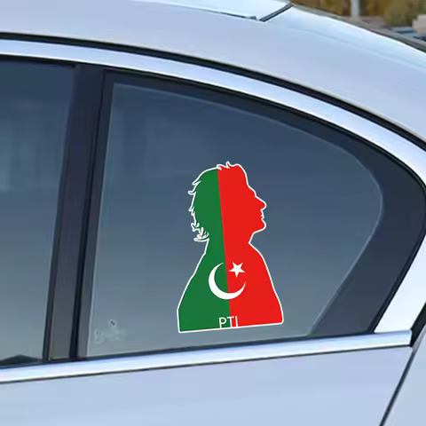 Imran Khan PTI Flag Bumper Sticker - Reflective Vinyl Decal for Car & Tech | Waterproof Political St