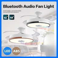 6-gear Adjustment Invisible Fan Ceiling Fan With Light Household Bedroom LED Lighting Electric Fan B