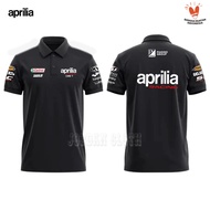 S-5XLReady Stock Polo shirt Tshirt Kaos Kerah Aprilia Racing Ixon Team Balap MotoGP 100%Cotton Print