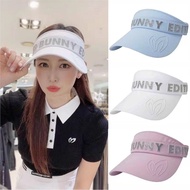 หมวกกอล์ฟ MASTER BUNNY ต้นฉบับเกาหลีใหม่สำหรับผู้หญิงหมวกป้องกันแสงแดดปีกยาวสีขาวประดับเลื่อม J.Lindeberg¯ANEW¯DEFREEDOM Footjoymalbon Uniqlo▣❖