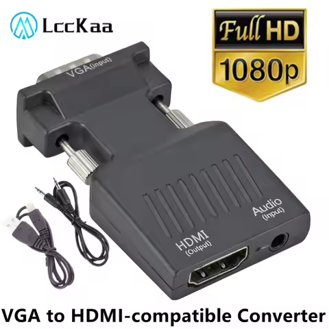 VGA to HDMI Adapter 1080P VGA Male to HDMI Female Converter With Audio USB Power Cable for PC Laptop