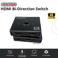 Hdmi Splitter Aluminum Bidirectional 8k HDMI Switcher 2 Inputs 1 Output