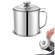 1pc Stainless Steel Oil Filter Containers, Oil Storage Bottle, Oil Storage Cup With Lid, With Strain