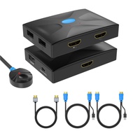 HDMI KVM Switch 2 Port, Yinker 4K HDMI USB KVM Switch for 2 Computers 1 Monitor Keyboard Mouse, Incl