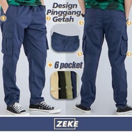ZEKE Men Cargo Pants Cutting Straight Cut Seluar Kerja Lelaki Dan Perempuan Tactical Six Pocket Work