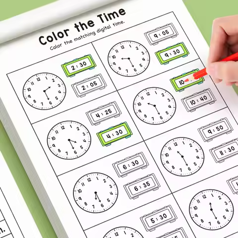 32 Page Telling Time Exercise Time Cognition Book Interactive Game Book about Time Fun Time Game Dra