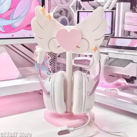 Headphone Stand Customized Cute Pink Magic Wand Head-mounted Headphone Display Stand Desktop Storage