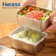 Hecess SS thickened square seasoning lid cover food storage container Keluli tahan karat pinggan dul