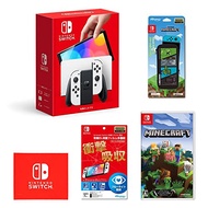 [Direct from japan] Nintendo Switch (OLED model) Joy-Con(L)/(R) White + [Nintendo licensed product] Nintendo Switch (OLED model) OLED protective film multifunction + Minecraft - Switch+ [Nintendo licensed product] Nintendo Switch Smart Pouch EVA Minecraft