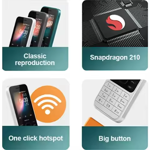 Network Unlock Nokia 6300 2020 4G(Kai0S) 2.4 Inch Straight Keypad Mobile Phone Dual SIM Elderly Stud