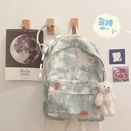 LOMOGI Retro tie-dye backpack large-capacity Korean style womens bag student backpack