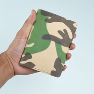 Camouflage Passport Holder Document Holder Top Layer Cowhide Vintage Boarding Pass Wallet Card Holde