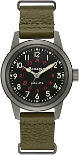 Unisex Analogue Automatic Watch with Genuine Leather Strap 98A255, khaki, Strap.