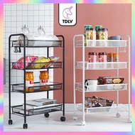 TDLV 3 / 4 Tiers Multipurpose Trolley Storage Rack Wheel Removable Drain Basket Carbon Steel Kitchen