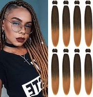 8 Pack Ombre Braiding Hair Pre Stretched - 30" 100G/Pack Premium Kanekalon Pre Stretched Braiding Ha