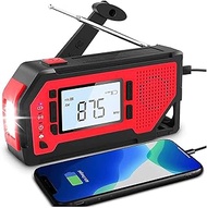 GeRRiT Emergency Crank Radio，2000mAh Solar Hand Crank Portable AM/FM Weather Radio with LED Flashlight，Cell Phone Charger, SOS Alarm for Home and Emergency