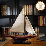 一帆風順帆船模型擺件仿真手工木質工藝禮品擺飾客廳酒櫃裝飾船帆組裝款