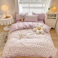 全城熱賣 - 少女心純棉套件（菲菲兔粉-荷葉邊款）【1.8m床笠款（被套200*230 床笠180*200枕套48*74*2隻）】