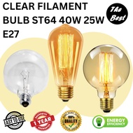 CLEARANCE STOCK ST64 G95 E27 Bulb 40W 25W Clear Filament Incandescent Bulb Round Long Shape Clear Gl