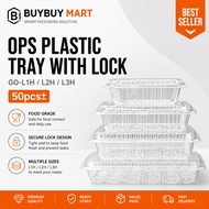 OPS Plastic Tray With Lock 50pcs GO-L1H L2H L3H Disposable Bakery Box Bekas Kuih