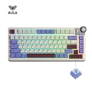 AULA | AULA AU75 คีย์บอร์ดเกมมิ่งแบบมีสาย 2.4G/BT/แบบมีสาย Hot Swappable RGB 81 คีย์คีย์บอร์ดอีสปอร์