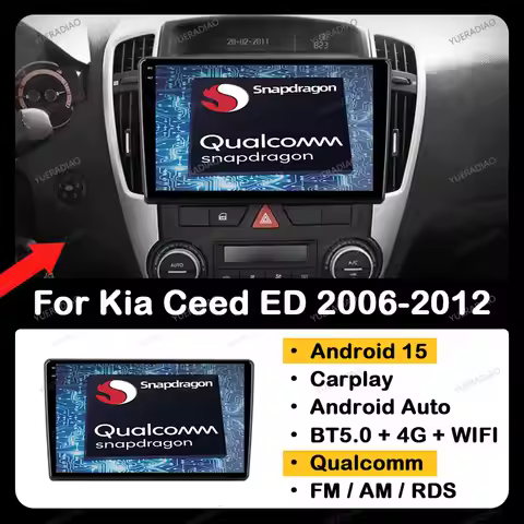 Android 15 Car Radio For Kia Ceed ED 2006 - 2012 Qualcomm 4G WIFI BT Head Unit QLED Multimedia Video