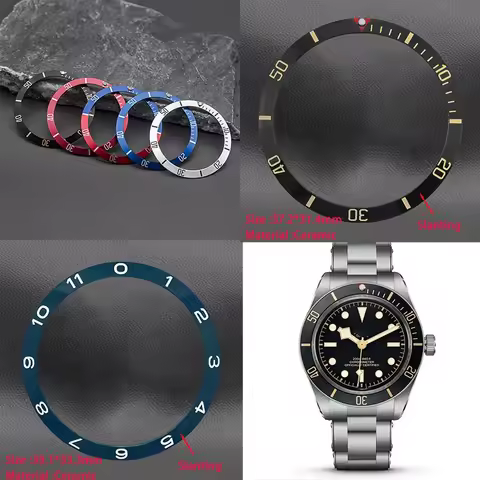 Sloping Ceramic Aluminum Bezel Insert Watch Parts Fit Black Bay Grantour SUB GMT Grantour Men's Watc