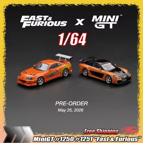 1:64 Minigt #1250 Toyota Supra Bomex "Fast & Furious" Brian O'Conner #1251 Mazda Rx-7 Veilside Fortu
