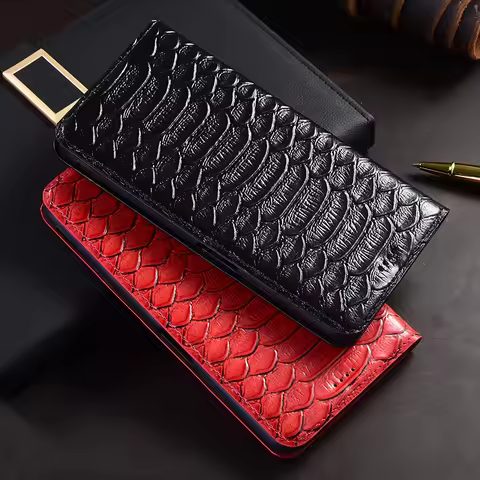 Vintage Python Genuine Leather Phone Case For vivo X20 X21 X21i X23 X27 X30 X50 X51 X50e Pro Plus Ph
