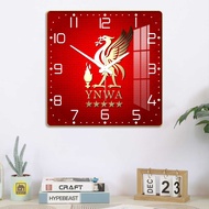 Liverpool Club Square Mirror Wall Clock with High Quality UV Printing Jam Dinding