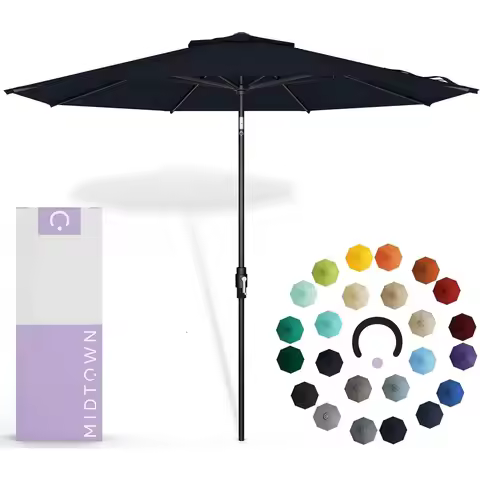 – The Swilt 9 t Patio Umbrella with 360° Swivel & Mechanism, abric & 8 iberglass Ribs – Outdoor Umbr