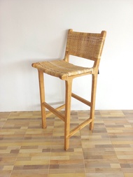 เก้าอี้บาร์ เก้าอี้หวายบาร์ โครงไม้สักแข็งแรง เก้าอี้บาร์คาเฟ่ / Rattan Teak Bar Stool / ส่งฟรีทั่วประเทศ