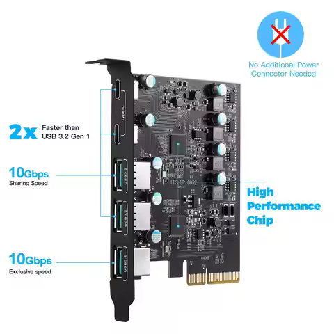 10gbps USB 3.2 Gen2 PCIE4x Card Hub USB PCI Express Board 3*USB A Port+2*Type-C Port/USB3.2 GEN2 PCI