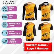 Axellent Prints Grunge Yellow Style kuning baju jersey custom name long sleeve lengan panjang viral