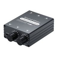 Audio Mixer 3.5mm 2-In-1-Out Audio Synthesizer Live Stream Switcher Volume Control Support Adjustmen