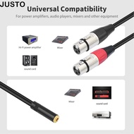 JUSTO Y Splitter Cord Wire, 30cm / 11.81in Professional 1/8 Female To Dual XLR Female Cable, Plug an