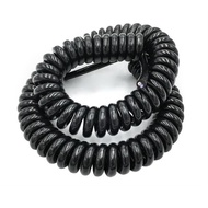 Retractable Coiled Coil Cord, 2 Cores Spiral Power Cord Cable 14AWG to 24AWG Black Spring Expandable