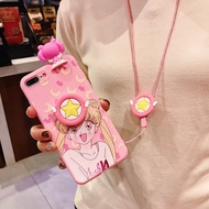 For Samsung Galaxy A13 A21 A22 4G A22 5G A23 4G A13 5G A04S A14 4G A14 5G  4G A23 5G A31 A32 4G A32 5G A33 5G Cartoon Sailor Moon  Phone Case (Including Stand Doll &amp; Lanyard)