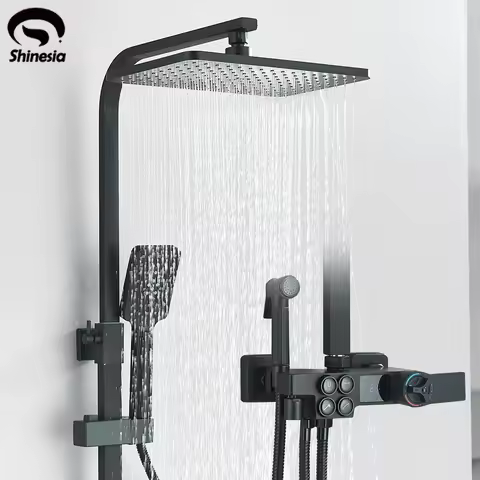 Shinesia Thermostatic Digital Display Shower Faucet Set Shower Mixer Crane Shower Bath Faucet Bathtu
