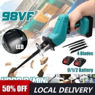 98VF Cordless Reciprocating Saw with 1/2pc Li-ion Battery 4 Blades Portable Rechargeable Metal Wood 
