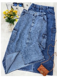 ROK CARGO JEANS WANITA HIGHWAIST NEW KANTONG DEPAN MODEL TEMPEL// HIGHWAIST ROK CARGO JEANS 2024