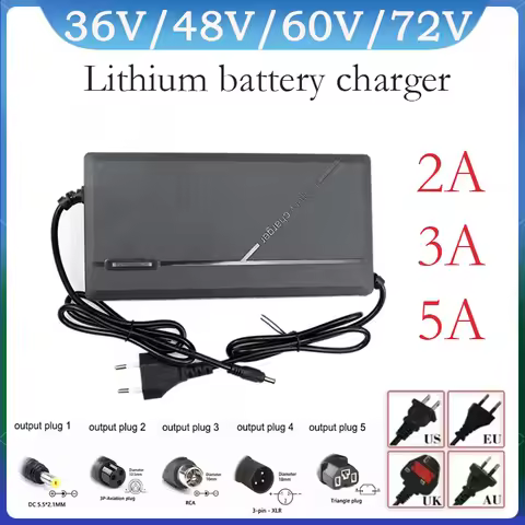 36V 48V 60V 72V Charger 2A 3A 5A 10S 13S 16S 20S Lithium Battery Pack US/EU/AU/UK Plug 42V 54.6V 67.