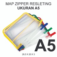 (A5) Plastic Zipper Folder Color Zipper Bag A5 Size Office & School Zipper Net/