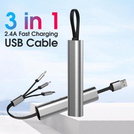 3 In 1 USB Charging Cable USB To Micro USB/Type-C/Cable Retractable Charger Cable 2.4A Fast Charge Cable