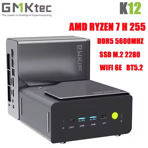GMKtec NucBox K12 Mini PC AMD Ryzen 7 H 255 DDR5 5600MHz OCuLink Win11 WiFi6E BT5.2 Desktop Office G